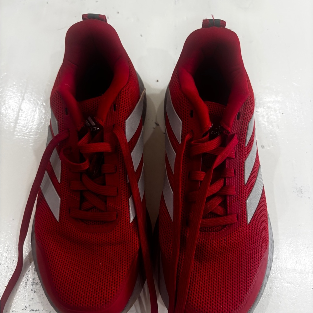 adidas Red Mesh Running Shoes with White Stripes